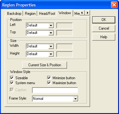 Ug Region Window Properties